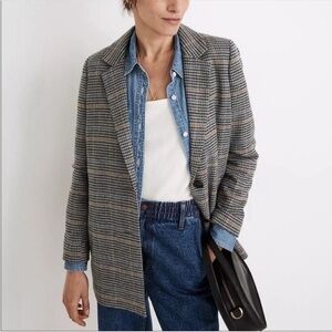 Madewell Dorset Blazer Browne Plaid Houndstooth Oversized Medium NB248